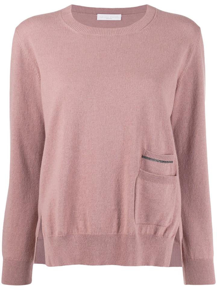 Fabiana Filippi Crew-neck Embellished Jumper - Pink