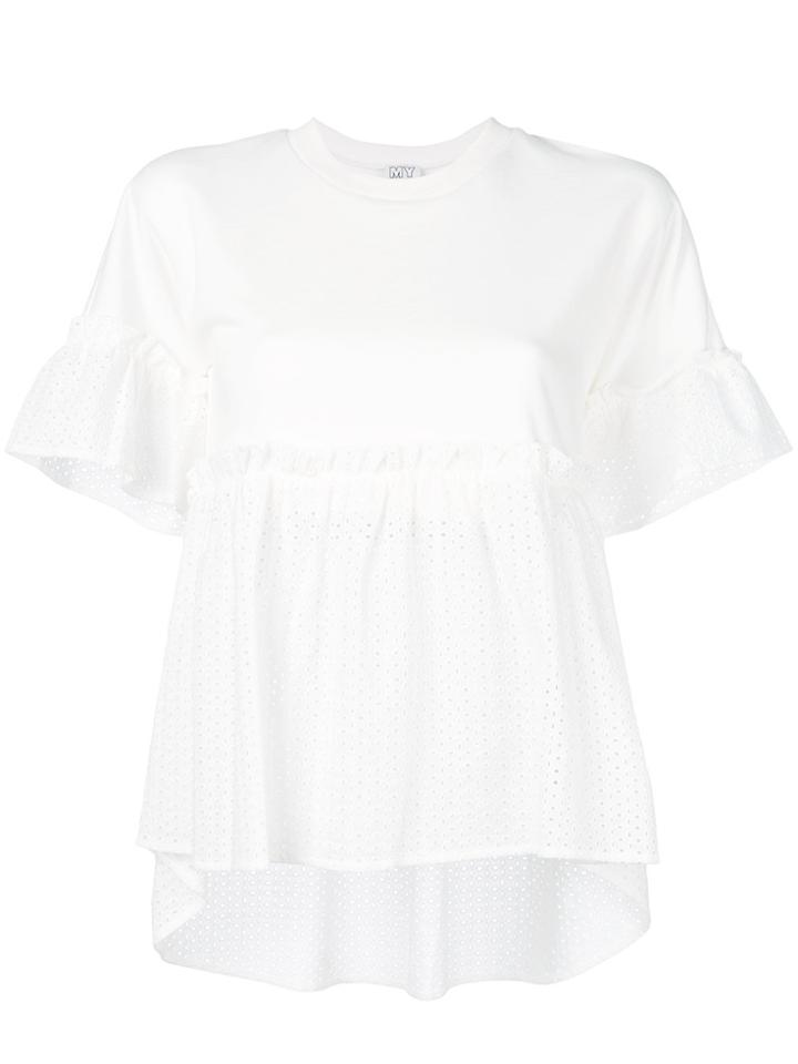 Twin-set Gathered Perforated T-shirt - White