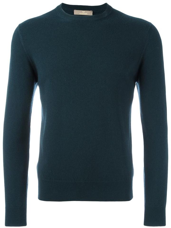 Cruciani Round Neck Jumper, Men's, Size: 46, Green, Cashmere