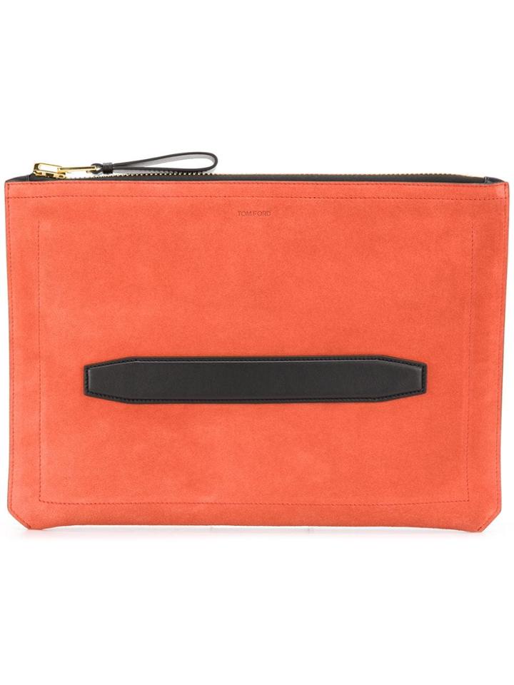 Tom Ford Colour-block Zipped Clutch - Orange