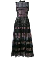 Christopher Kane Long Lace Foil And Tulle Dress - Black
