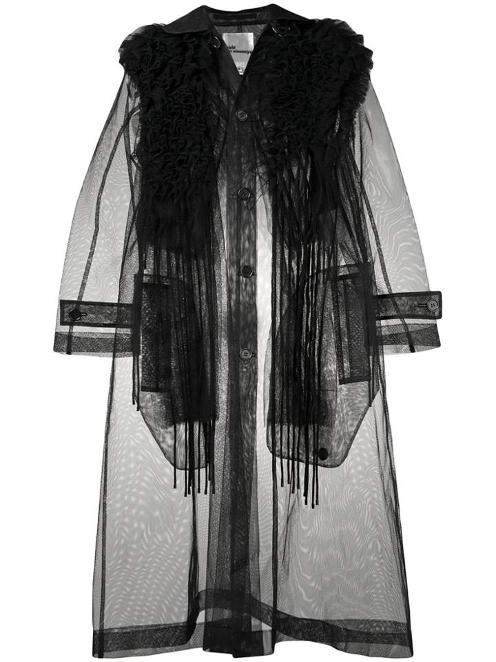 Comme Des Garçons Noir Kei Ninomiya Tulle Button Coat - Black