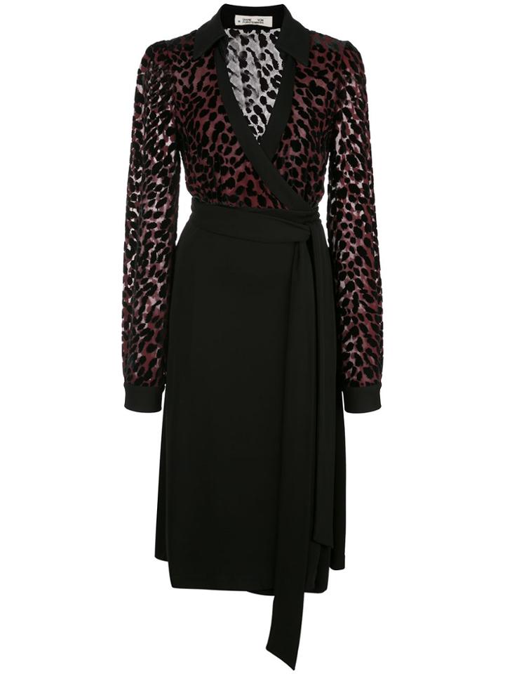 Diane Von Furstenberg Wendy Velvet Burnout Wrap Dress - Black