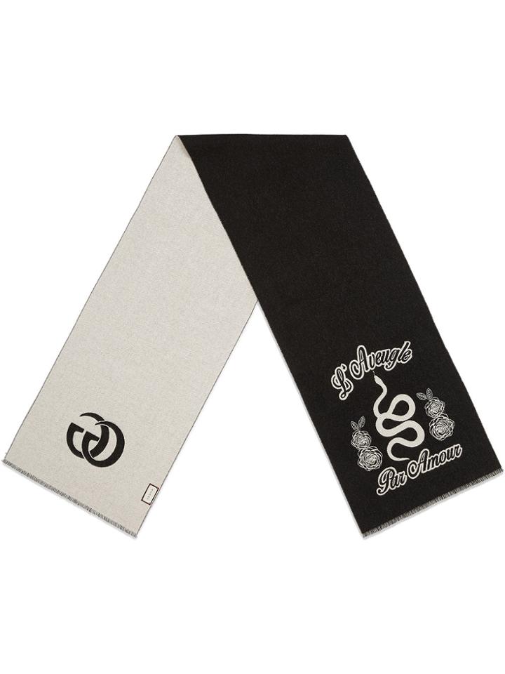 Gucci Wool Snake Jacquard Scarf - Black