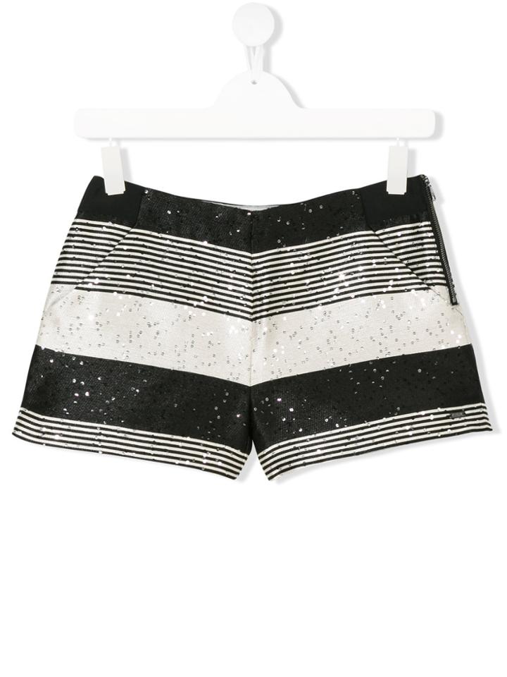 Karl Lagerfeld Kids Striped Sequin Shorts - Black