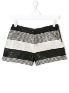Karl Lagerfeld Kids Striped Sequin Shorts - Black