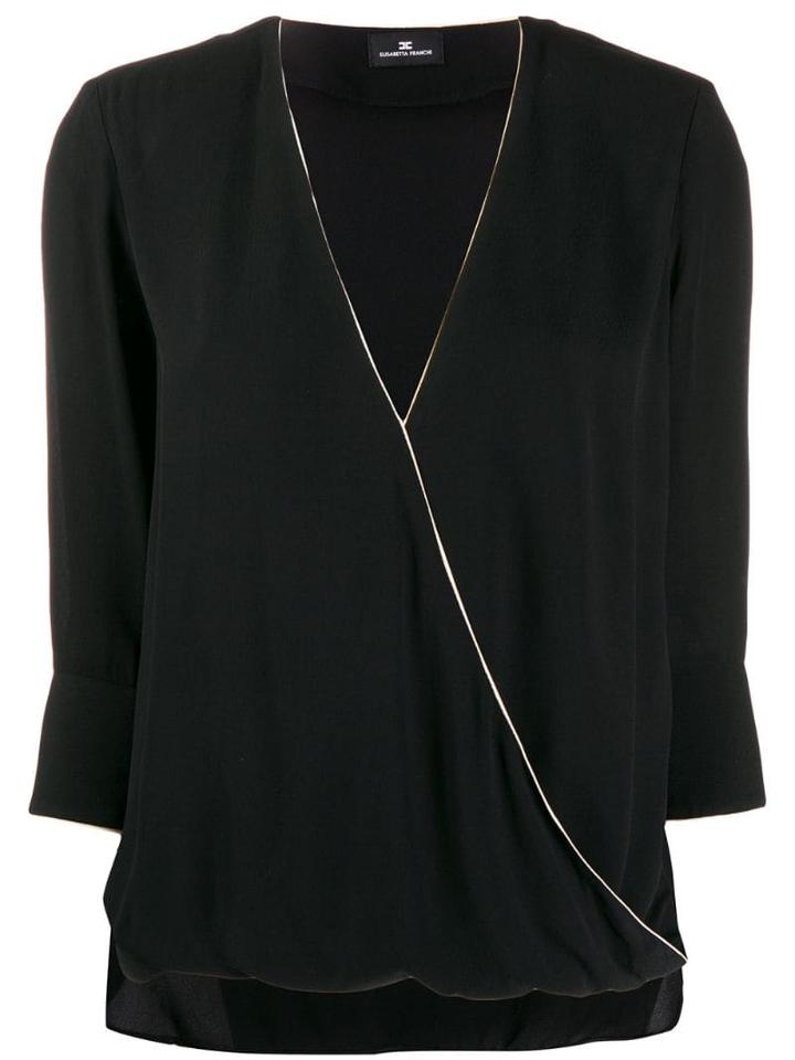 Elisabetta Franchi Wrapped Front Blouse - Black