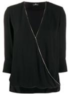 Elisabetta Franchi Wrapped Front Blouse - Black