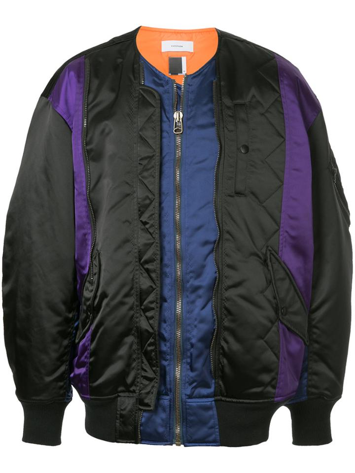 Facetasm Panelled Bomber Jacket - Black