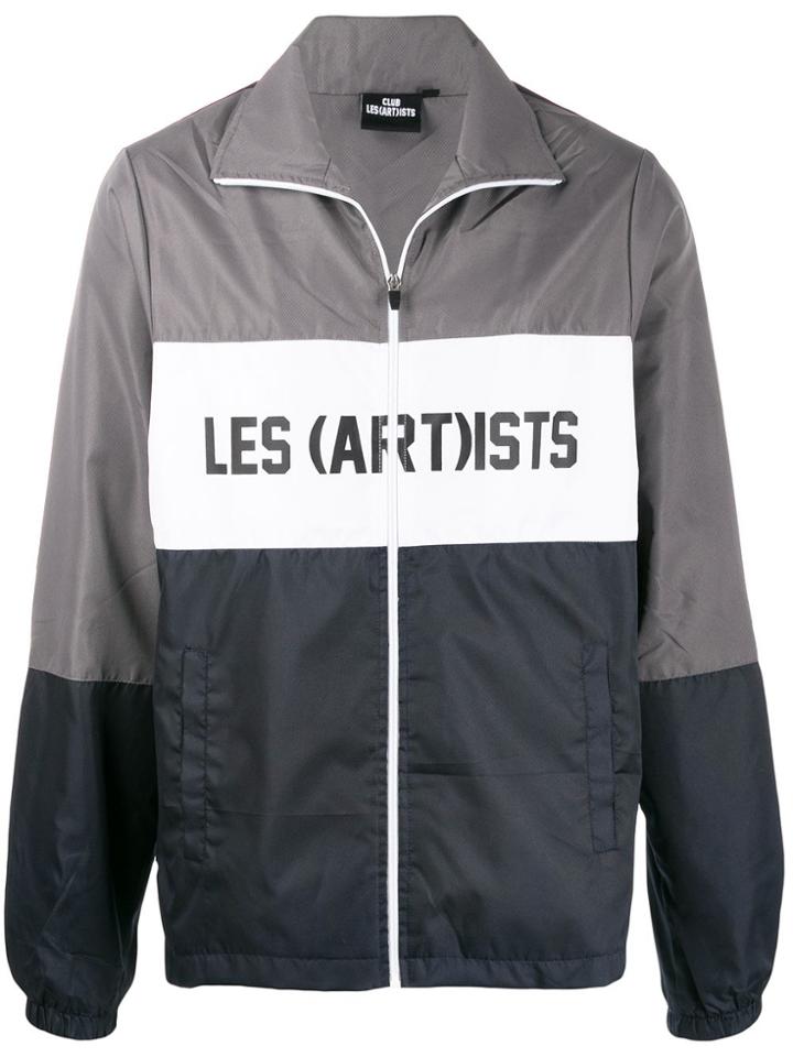Les (art)ists Two-tone Logo Print Lightweight Jacket - Grey