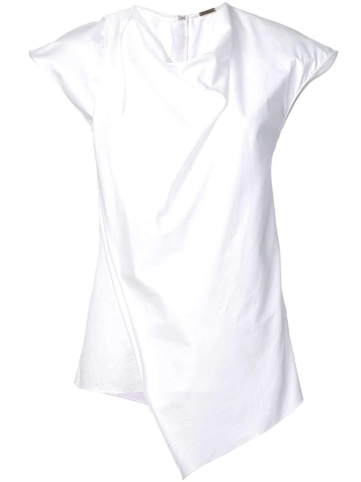 Adam Lippes Cowl Neck Asymmetric Blouse - White