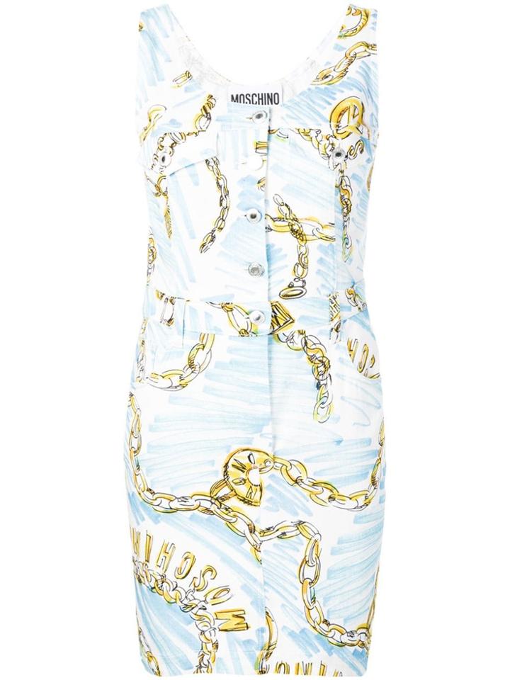 Moschino Chain-print Denim Dress - Blue