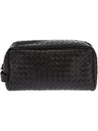 Bottega Veneta Intrecciato Wash Bag, Black, Leather