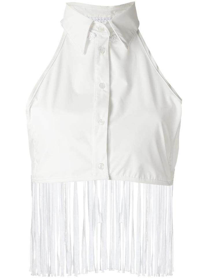 Amir Slama Fringed Detail Bikini Top, Women's, Size: P, White, Cotton