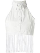Amir Slama Fringed Detail Bikini Top, Women's, Size: P, White, Cotton