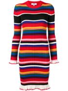 Msgm Striped Ribbed Knit Dress - Red