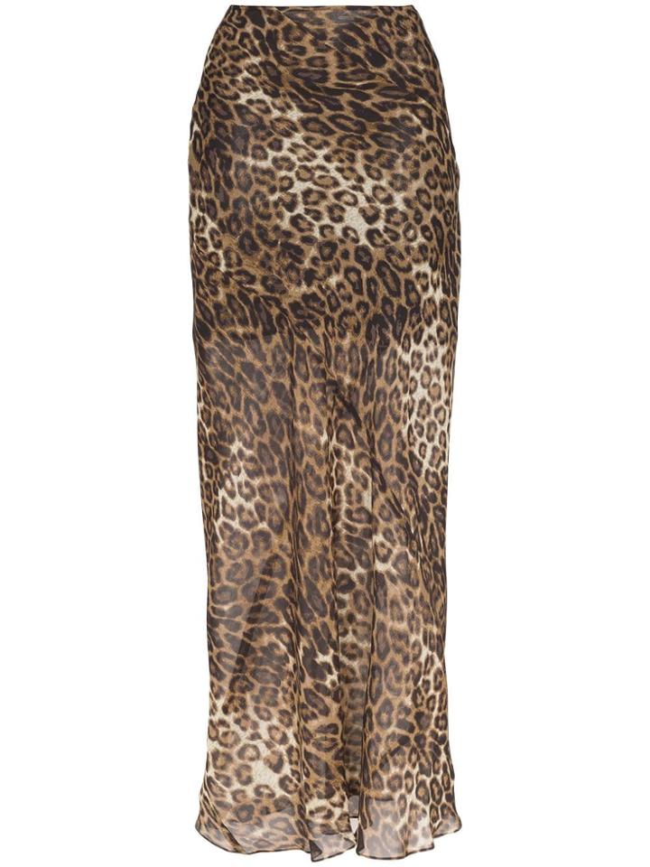 Nili Lotan Ella Leopard Print Maxi Skirt - Brown