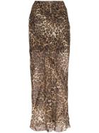 Nili Lotan Ella Leopard Print Maxi Skirt - Brown