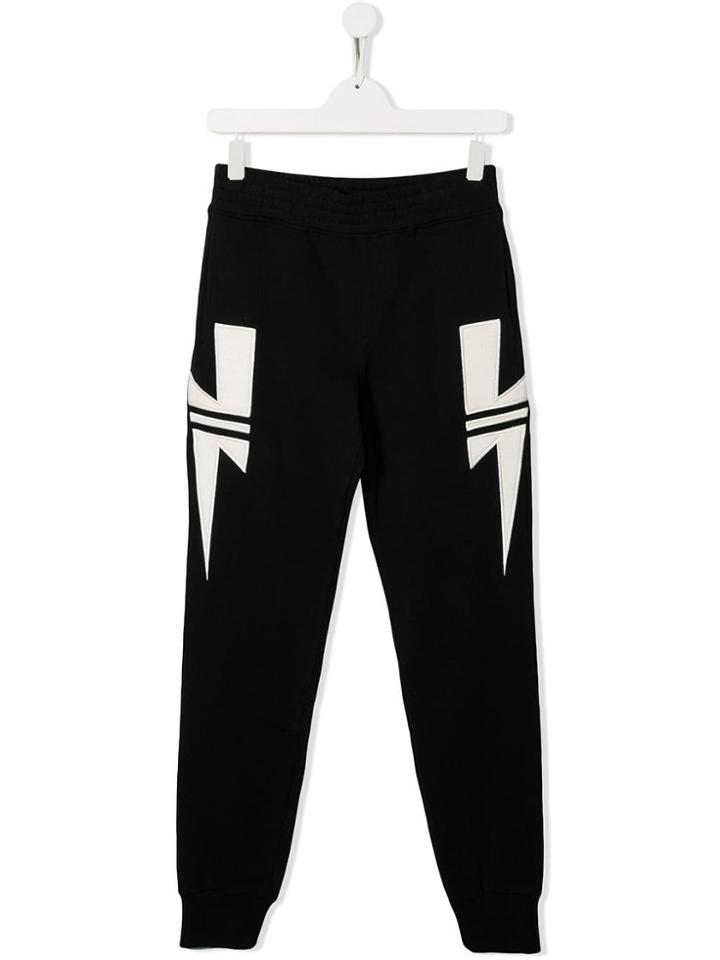 Neil Barrett Kids Lightning Bolt Sweatpants - Black