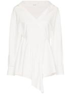 Adeam Long Sleeve Twisted Wrap Top - White