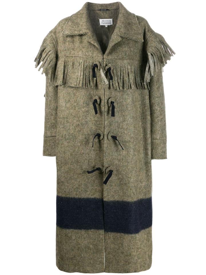 Maison Margiela Fringed Panelled Coat - Green