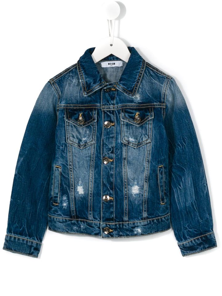 Msgm Kids Denim Jacket, Boy's, Size: 10 Yrs, Blue