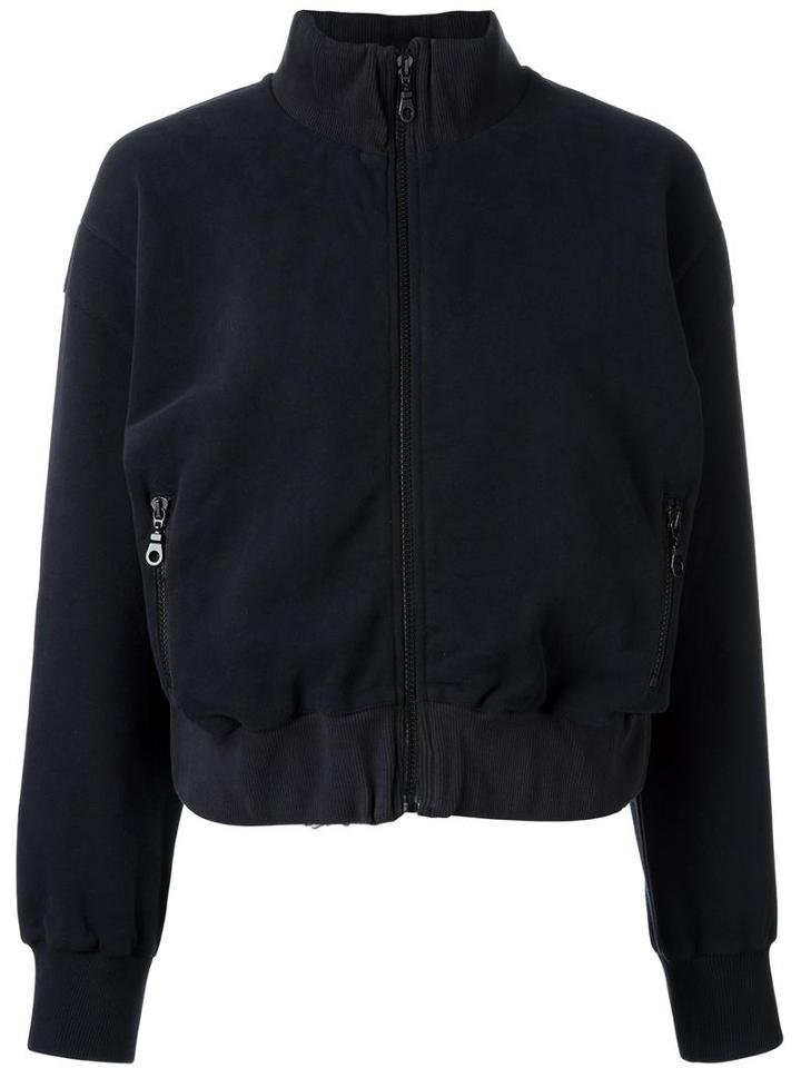Each X Other Cropped Zip Up Cardigan, Women's, Size: Medium, Black, Cotton