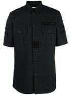 Givenchy Logo Plaque Military Shirt, Men's, Size: 42, Black, Cotton