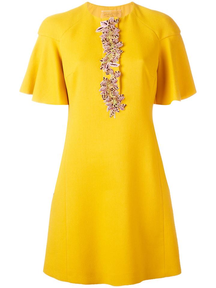 Giambattista Valli Floral Stones Dress, Women's, Size: 42, Yellow/orange, Silk/cotton/polyamide/viscose