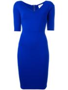 Milly Fitted V-neck Dress, Women's, Size: Xs, Blue, Polyester/viscose
