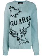 Dsquared2 Oversized Embroidered Motif Sweater - Blue