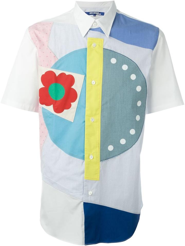 Junya Watanabe Comme Des Garçons Man Grid Print Patchwork Button Down Shirt