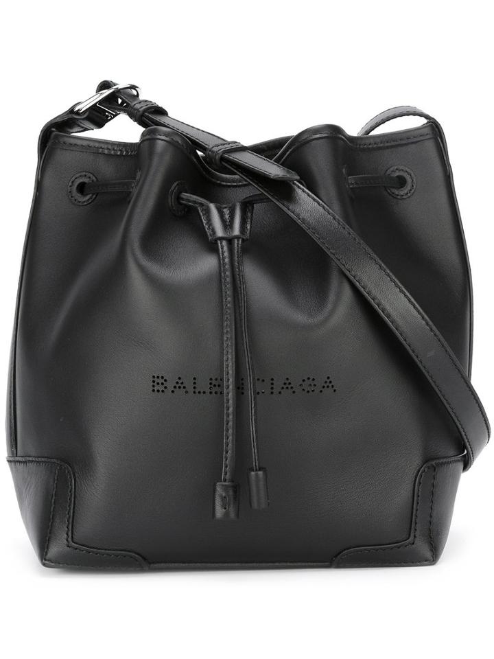 Balenciaga Crossbody Bucket Bag, Women's, Black, Lamb Skin