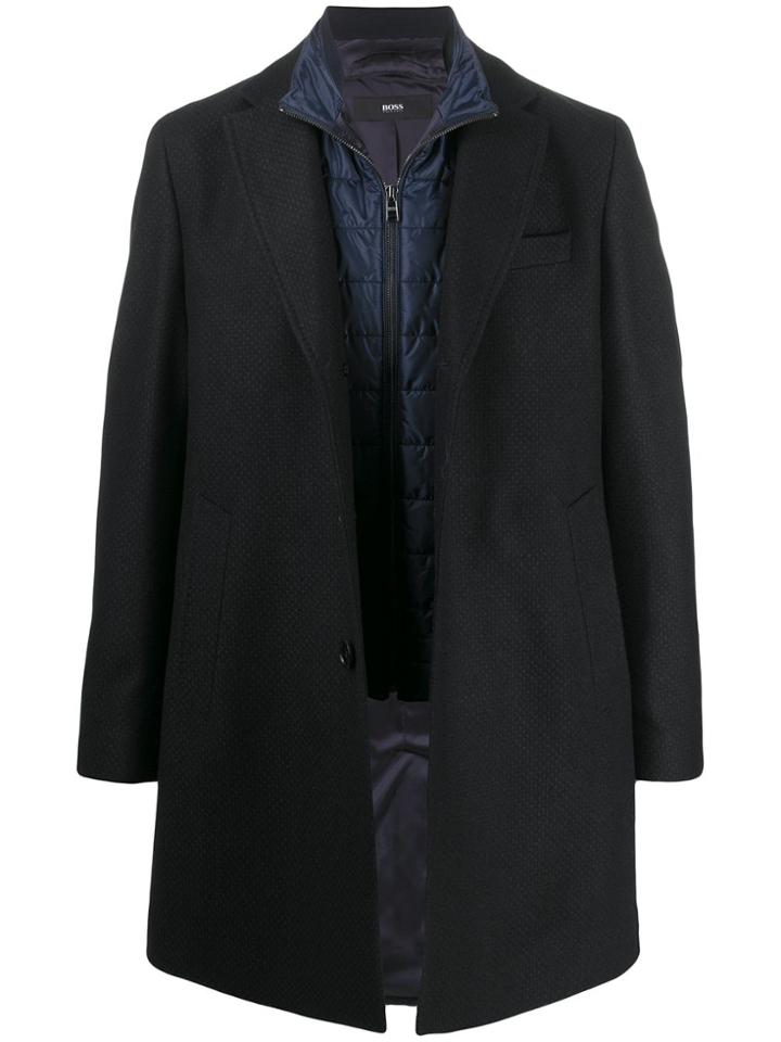 Boss Hugo Boss Textured Buttoned Coat - Blue