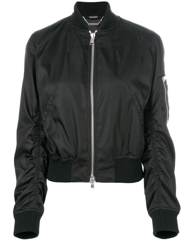 Alexander Mcqueen Ruched Bomber Jacket - Black