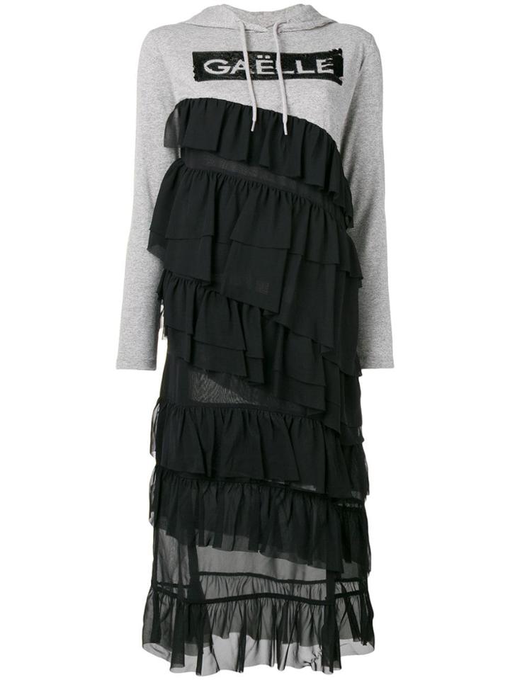 Gaelle Bonheur Tiered Hoodie Dress - Black