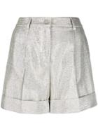 P.a.r.o.s.h. Textured Stitch High Waist Shorts - Metallic