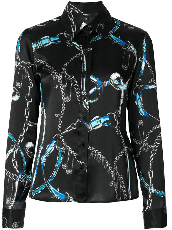 Versus Buckle Belt Print Shirt - Black