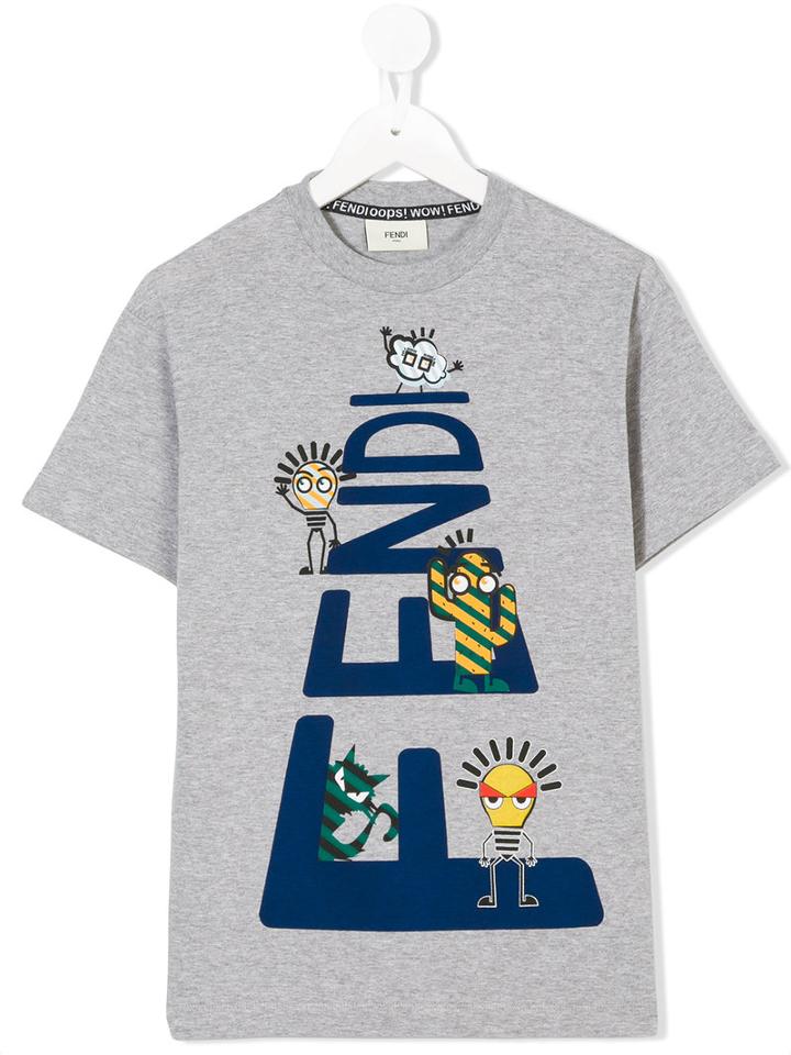 Fendi Kids - Ff Print T-shirt - Kids - Cotton - 7 Yrs, Grey