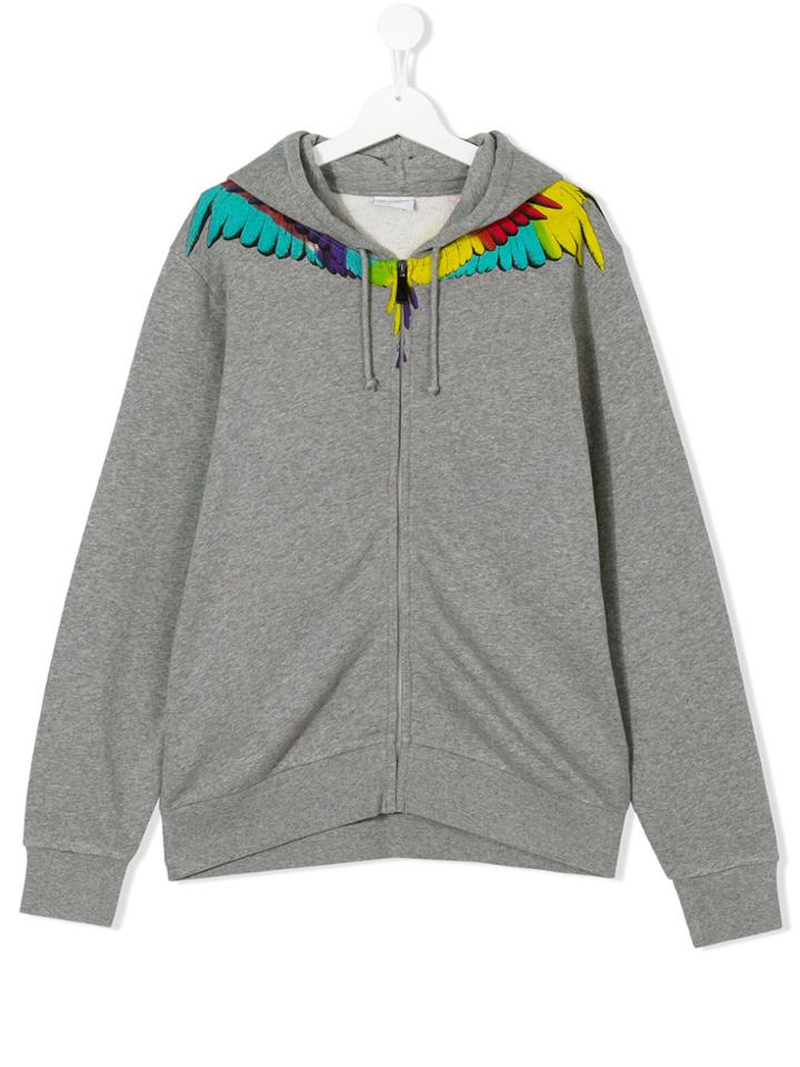 Marcelo Burlon County Of Milan Kids Feathers Print Hoodie - Grey