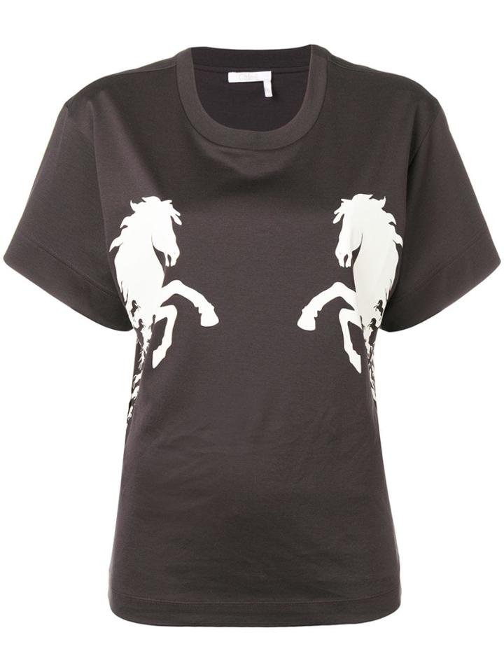 Chloé Horse Print T-shirt - Black