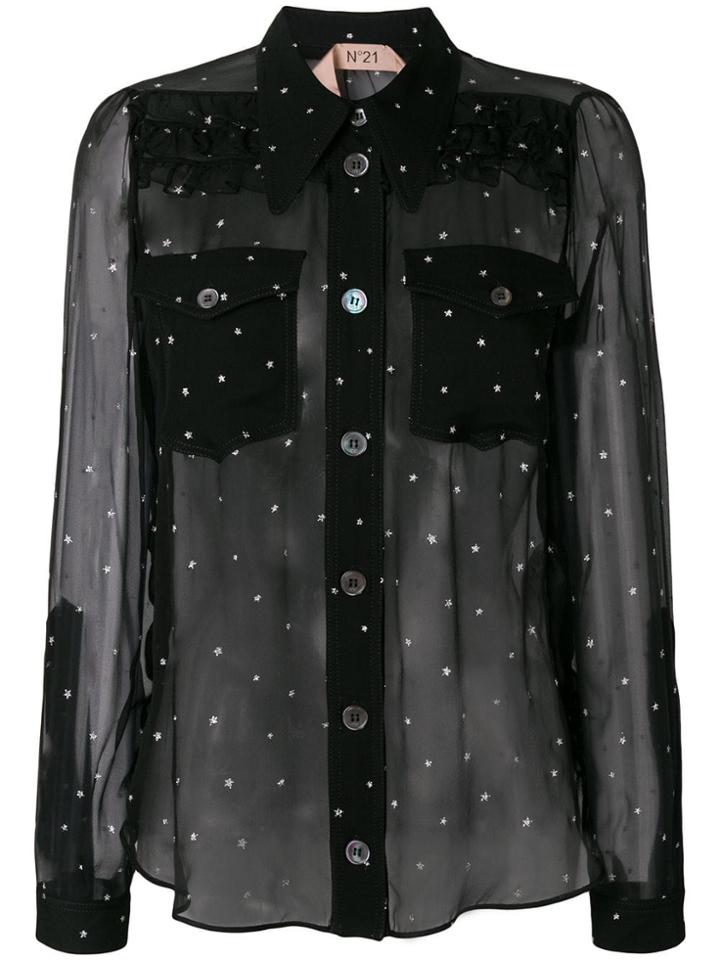 No21 Sheer Spotted Shirt - Black