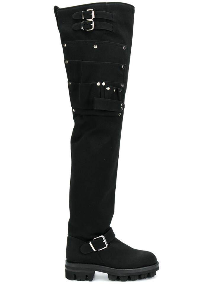 Alyx Buckled Over The Knee Boots - Black