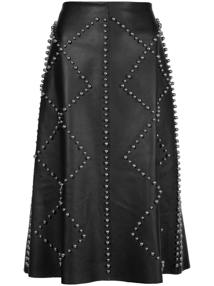 Derek Lam Studded Leather Skirt - Black