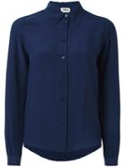 Sonia By Sonia Rykiel Ribbed Sleeves Shirt, Women's, Size: 40, Blue, Silk