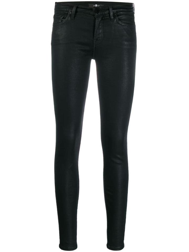 7 For All Mankind Low Rise Coated Skinny Trousers - Black