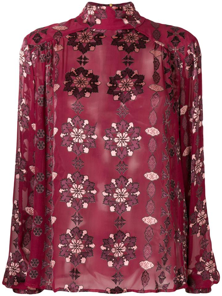 Pierre Balmain Sheer Patterned Blouse - Pink & Purple