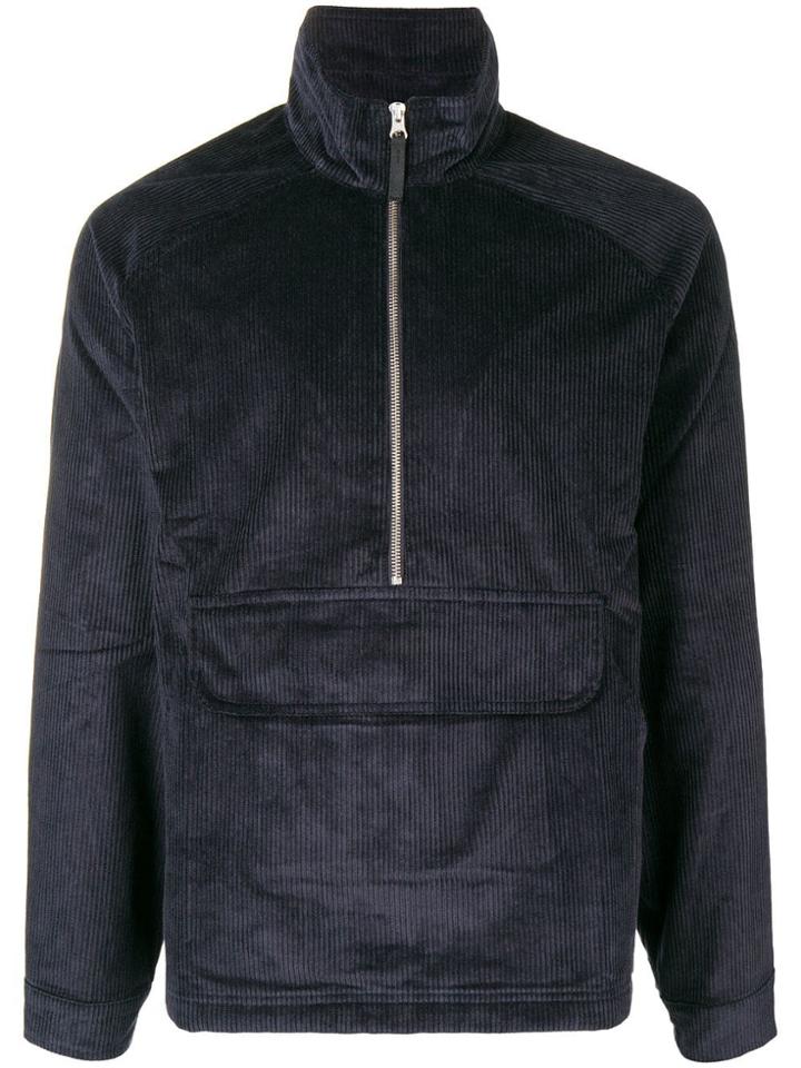 Pop Trading International Corduroy Half-zip Sweatshirt - Blue