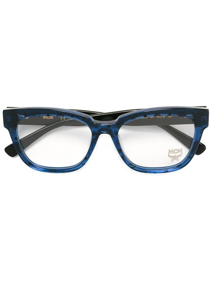 Mcm Logo Printed Optical Glasses, Blue, Acetate