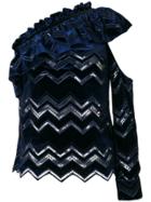 Self-portrait Asymmetric Off Shoulder Top - Blue